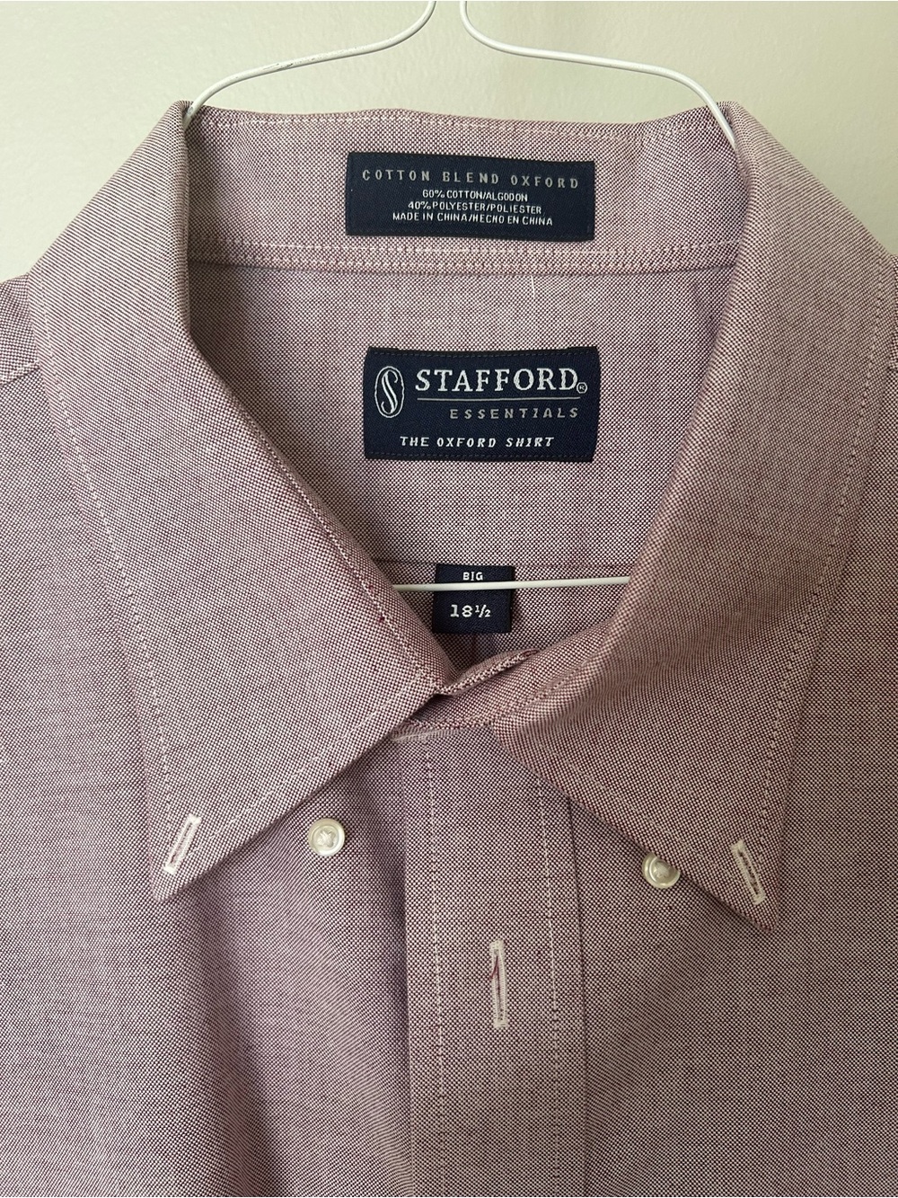 Stafford Men's Button-Down Oxford Shirt in Muted Maroon